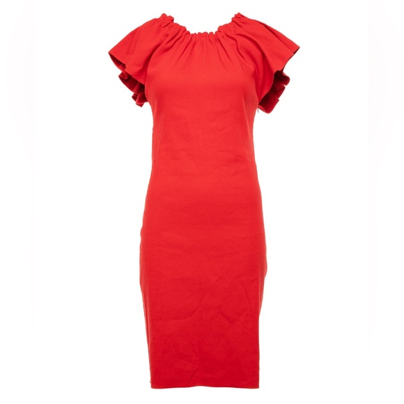 Lanvin Linen Ruffled Off Shoulder Dress.size 36. - Picture 7 of 13